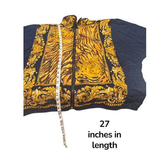 East West Baroque Tiger Print Zip Jacket Black Gold Vintage Style Size L - Picture 7 of 7